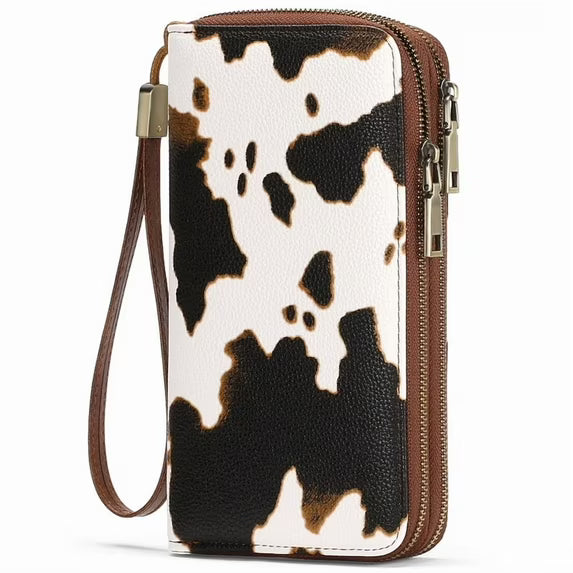 GAEKEAO Wallet for Women Floral RFID Blocking Leather Wristlet Purse Large Capacity Credit Card Holder with Grip Hand Strap