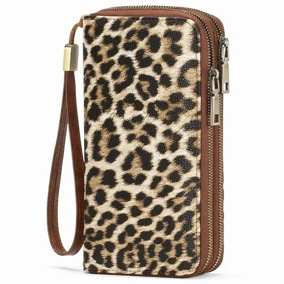 GAEKEAO Wallet for Women Floral RFID Blocking Leather Wristlet Purse Large Capacity Credit Card Holder with Grip Hand Strap