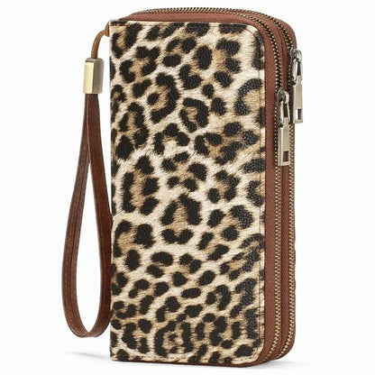 GAEKEAO Wallet for Women Floral RFID Blocking Leather Wristlet Purse Large Capacity Credit Card Holder with Grip Hand Strap