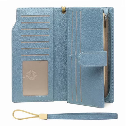 GAEKEAO Wallet for Women Clutch RFID Blocking Leather Wristlet Purse Large Capacity Credit Card Holder with Grip Hand Strap