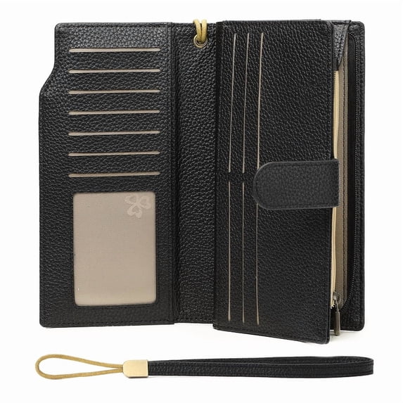 GAEKEAO Wallet for Women Clutch RFID Blocking Leather Wristlet Purse Large Capacity Credit Card Holder with Grip Hand Strap