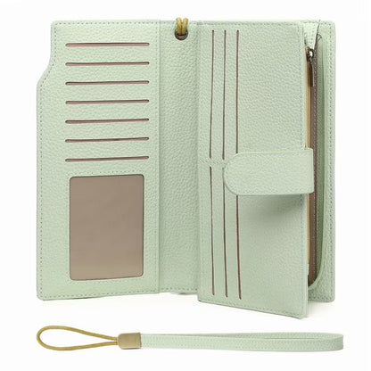 GAEKEAO Wallet for Women Clutch RFID Blocking Leather Wristlet Purse Large Capacity Credit Card Holder with Grip Hand Strap