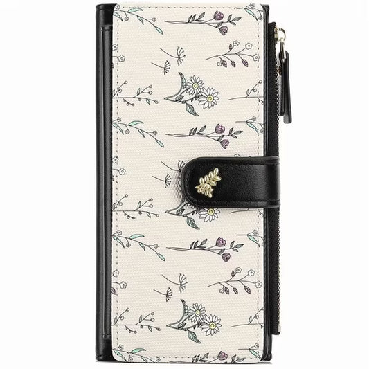 GAEKEAO Womens Wallet RFID Blocking Trifold Large Capacity Ladies Wallets Leather Floral Card Holder Multi Card Organizer