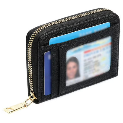 GAEKEAO Credit Card Holder Wallet for Women RFID Blocking Small Genuine Leather Card Case with Coin Pocket ID Window