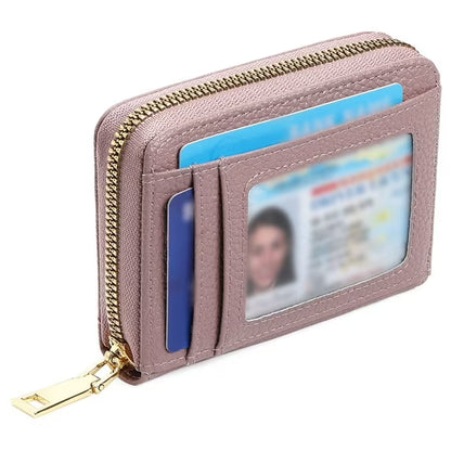 GAEKEAO Credit Card Holder Wallet for Women RFID Blocking Small Genuine Leather Card Case with Coin Pocket ID Window