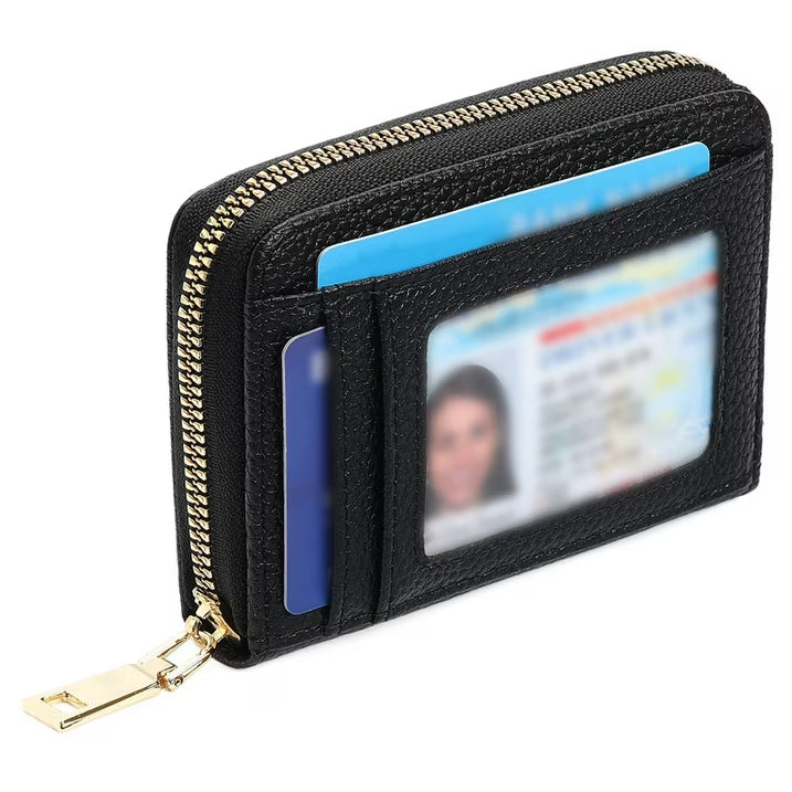 GAEKEAO Credit Card Holder Wallet for Women RFID Blocking Small Genuine Leather Card Case with Coin Pocket ID Window