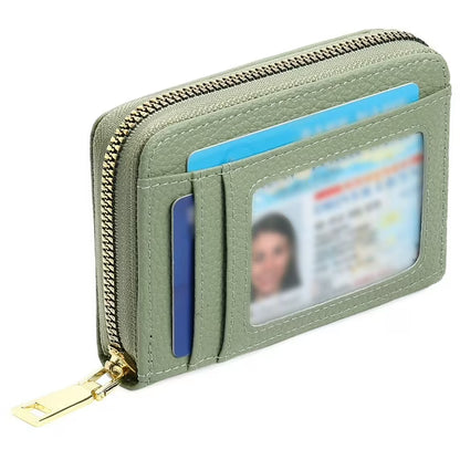 GAEKEAO Credit Card Holder Wallet for Women RFID Blocking Small Genuine Leather Card Case with Coin Pocket ID Window