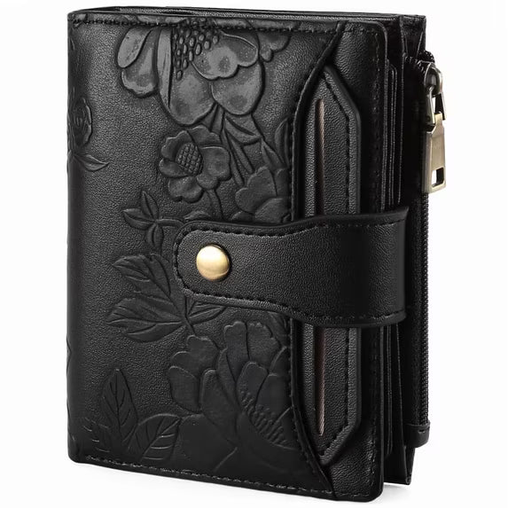 GAEKEAO Wallet for Women RFID Blocking Vegan Leather Bifold Card Holder Compact Zipper Pocket Wallets with 4 ID Windows