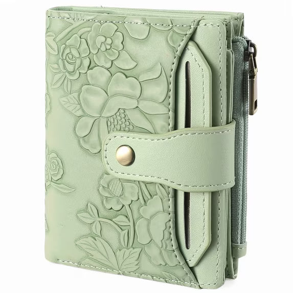 GAEKEAO Wallet for Women RFID Blocking Vegan Leather Bifold Card Holder Compact Zipper Pocket Wallets with 4 ID Windows