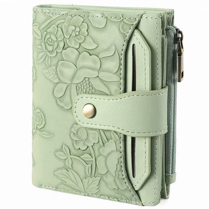 GAEKEAO Wallet for Women RFID Blocking Vegan Leather Bifold Card Holder Compact Zipper Pocket Wallets with 4 ID Windows