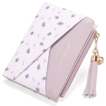 GAEKEAO Small Womens Wallet RFID Blocking Bifold Card Holder Tassel Vegan Leather Wallets Cute Pattern with Zipper Pocket