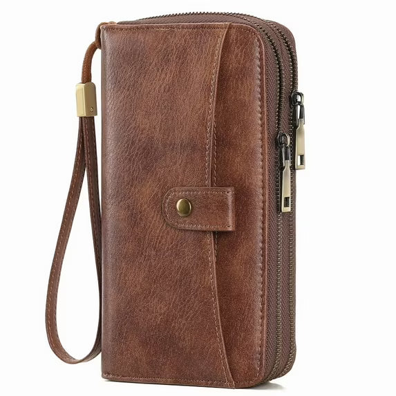 GAEKEAO Wallet for Women Floral RFID Blocking Leather Wristlet Purse Large Capacity Credit Card Holder with Grip Hand Strap