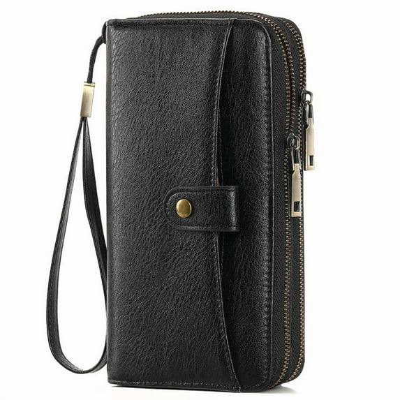 GAEKEAO Wallet for Women Floral RFID Blocking Leather Wristlet Purse Large Capacity Credit Card Holder with Grip Hand Strap