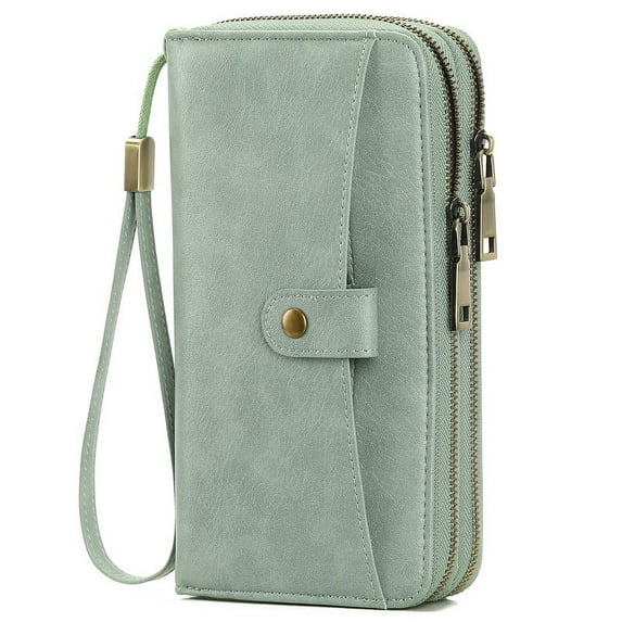 GAEKEAO Wallet for Women Floral RFID Blocking Leather Wristlet Purse Large Capacity Credit Card Holder with Grip Hand Strap