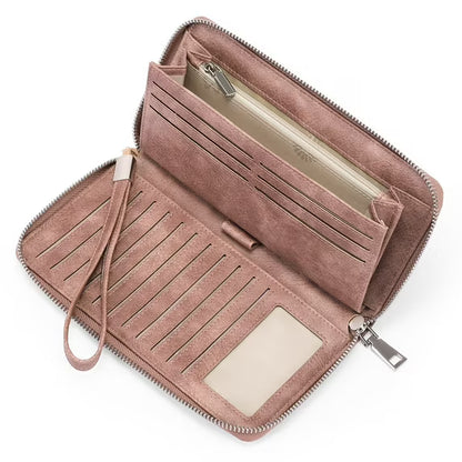 GAEKEAO Womens Wallet RFID Blocking Leather Zip Around Wallet Large Capacity Long Purse Credit Card Clutch Wristlet