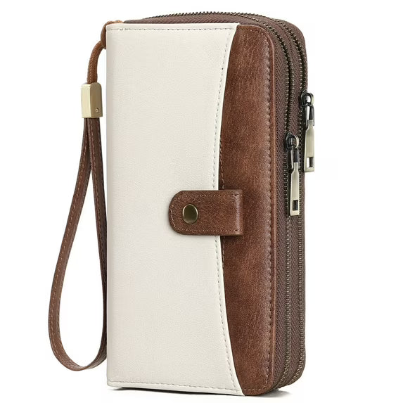 GAEKEAO Wallet for Women Floral RFID Blocking Leather Wristlet Purse Large Capacity Credit Card Holder with Grip Hand Strap