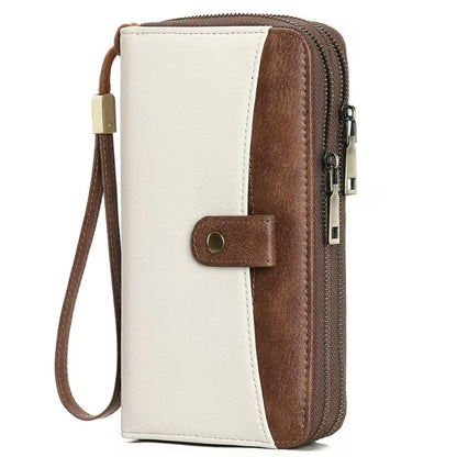 GAEKEAO Wallet for Women Floral RFID Blocking Leather Wristlet Purse Large Capacity Credit Card Holder with Grip Hand Strap
