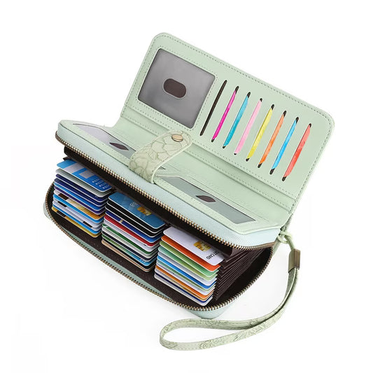 GAEKEAO Credit Card Holder Wallet for Women RFID Blocking Wallets Vegan Leather Large Capacity Zipper Card Case Organizer
