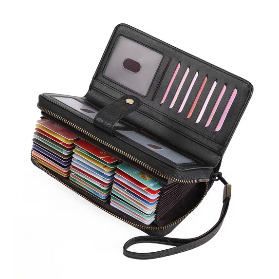 GAEKEAO Credit Card Holder Wallet for Women RFID Blocking Wallets Vegan Leather Large Capacity Zipper Card Case Organizer