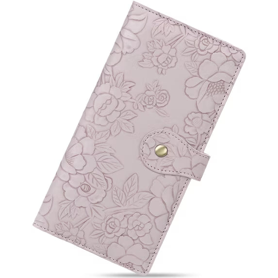 GAEKEAO Womens Wallet Slim Thin RFID Blocking Ladies Card Holder Floral Vegan Leather Long Bifold Clutch with Zipper Pocket