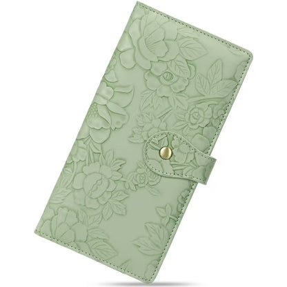 GAEKEAO Womens Wallet Slim Thin RFID Blocking Ladies Card Holder Floral Vegan Leather Long Bifold Clutch with Zipper Pocket
