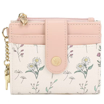 GAEKEAO Small Wallet for Women RFID Blocking Bifold Card Holder Vegan Leather with Zipper Coin Pocket, ID Window