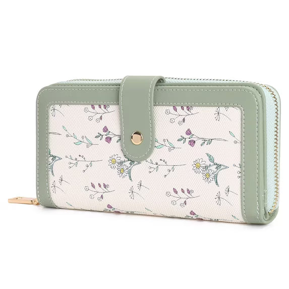 GAEKEAO Women's wallet Large Leather Purse RFID Card Holder with 14 card slots and zip large compartment