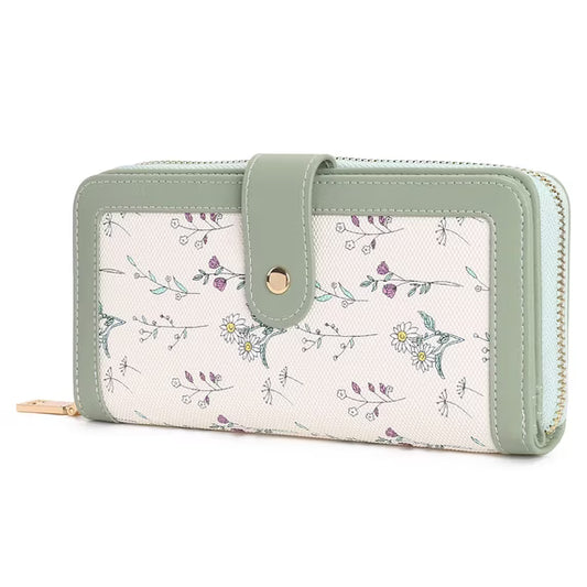 GAEKEAO Women's wallet Large Leather Purse RFID Card Holder with 14 card slots and zip large compartment