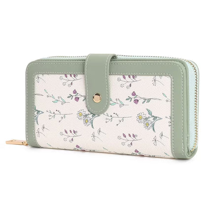 GAEKEAO Women's wallet Large Leather Purse RFID Card Holder with 14 card slots and zip large compartment