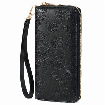 GAEKEAO Womens Wallet RFID Blocking Leather Wristlet Purse Large Capacity Card Holder Long Ladies Wallet Zip Around Clutch