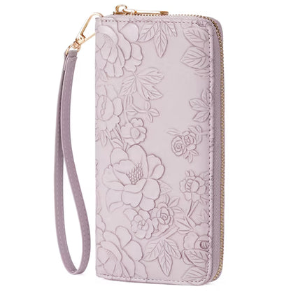 GAEKEAO Womens Wallet RFID Blocking Leather Wristlet Purse Large Capacity Card Holder Long Ladies Wallet Zip Around Clutch