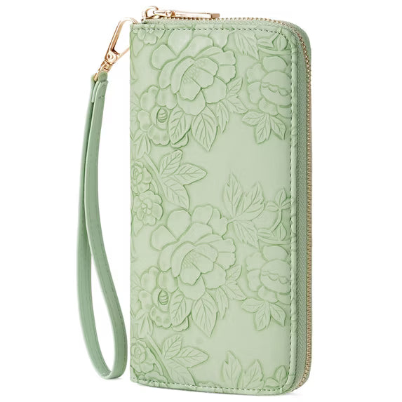 GAEKEAO Womens Wallet RFID Blocking Leather Wristlet Purse Large Capacity Card Holder Long Ladies Wallet Zip Around Clutch