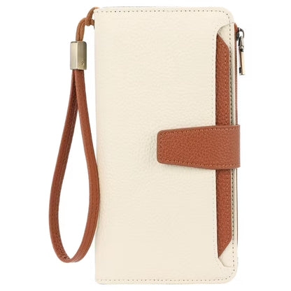 GAEKEAO Womens Wallet Slim Thin RFID Blocking Floral Vegan Leather Card Holder Bifold Long Ladies Wallet with Zipper Pocket
