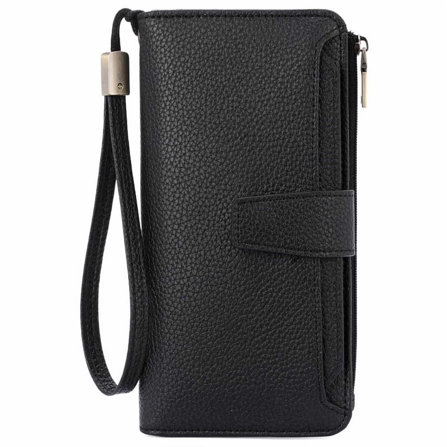 GAEKEAO Womens Wallet Slim Thin RFID Blocking Floral Vegan Leather Card Holder Bifold Long Ladies Wallet with Zipper Pocket