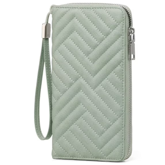 GAEKEAO Womens Wallet RFID Blocking Leather Wristlet Purse Large Capacity Card Holder Long Ladies Wallet Zip Around Clutch