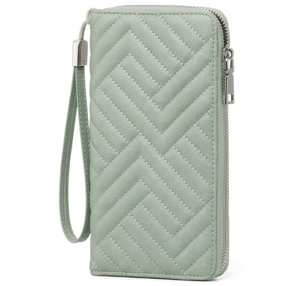 GAEKEAO Womens Wallet RFID Blocking Leather Wristlet Purse Large Capacity Card Holder Long Ladies Wallet Zip Around Clutch
