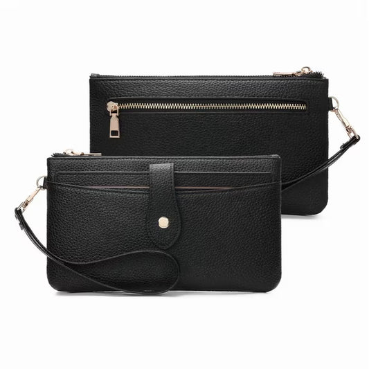 GAEKEAO Wristlet Wallets for Women Rfid Blocking Vegan Leather Card Phone Holder with 10 Card Slots 2 ID Window