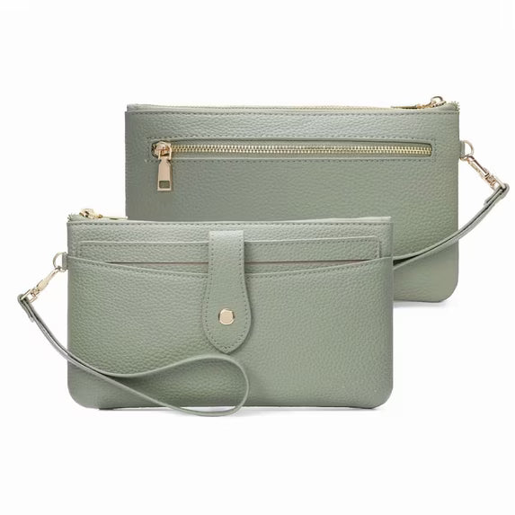 GAEKEAO Wristlet Wallets for Women Rfid Blocking Vegan Leather Card Phone Holder with 10 Card Slots 2 ID Window