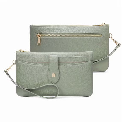 GAEKEAO Wristlet Wallets for Women Rfid Blocking Vegan Leather Card Phone Holder with 10 Card Slots 2 ID Window