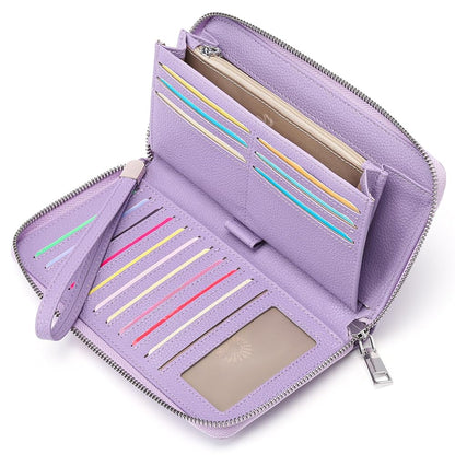 GAEKEAO Womens Wallet RFID Blocking Leather Zip Around Wallet Large Capacity Long Purse Credit Card Clutch Wristlet