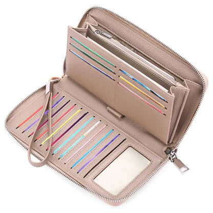 GAEKEAO Womens Wallet RFID Blocking Leather Zip Around Wallet Large Capacity Long Purse Credit Card Clutch Wristlet