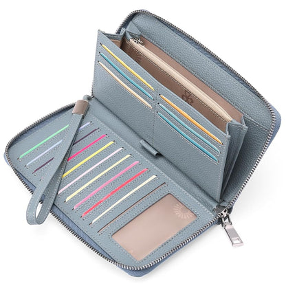 GAEKEAO Womens Wallet RFID Blocking Leather Zip Around Wallet Large Capacity Long Purse Credit Card Clutch Wristlet