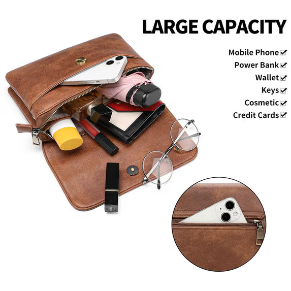 GAEKEAO Crossbody Bags for Women Genuine Leather Shoulder Handbags Small Cell Phone Purse with Credit Card Slots