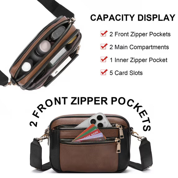 GAEKEAO Crossbody Purse for Women Leather Medium Shoulder Handbags with Adjustable Strap Multi Pockets Women Purse for Travel