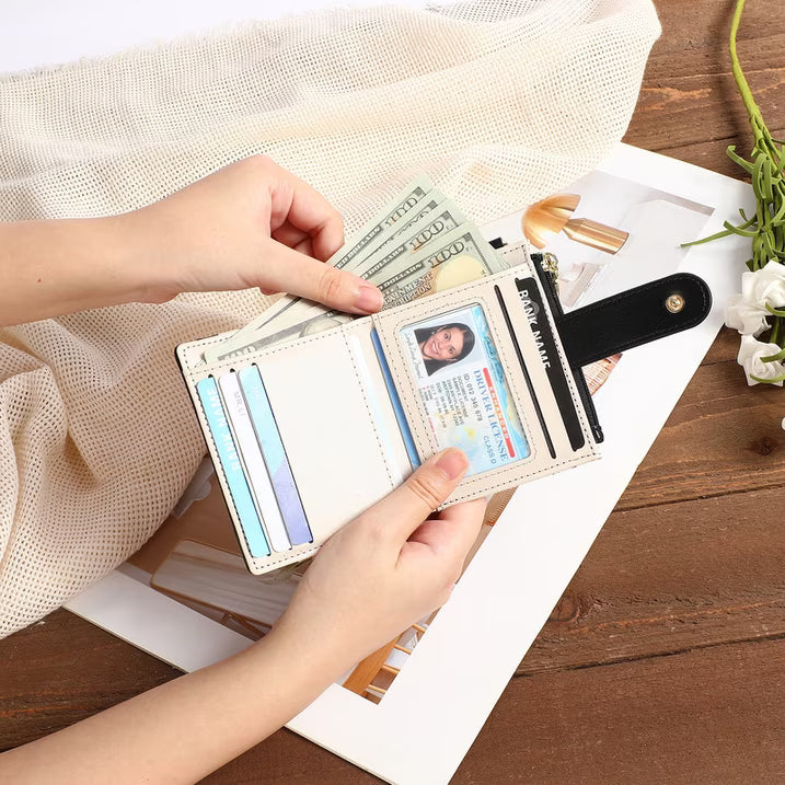 GAEKEAO Small Wallet for Women RFID Blocking Bifold Card Holder Vegan Leather with Zipper Coin Pocket, ID Window