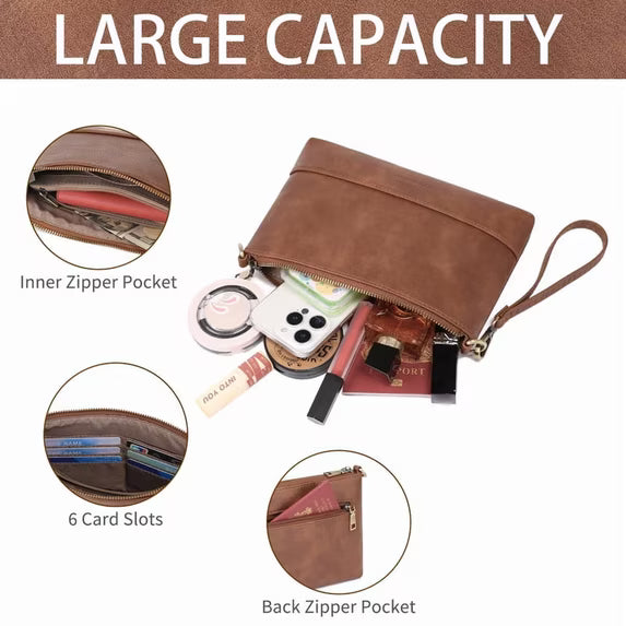 GAEKEAO Women's Crossbody Wristlet Wallet Vegan Leather Cell Phone Purse with Adjustable Strap and 6 Credit Card Slots