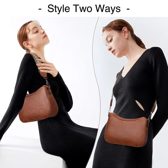 GAEKEAO Women's Shoulder Bag, Medium Handbag, Women's Leather Crossbody Bags with Adjustable Coloured Strap