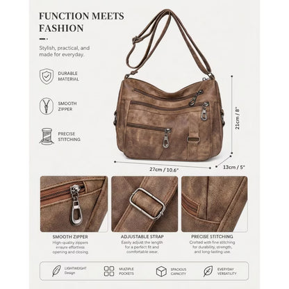 GAEKEAO Crossbody Bags for Women Multi Pocket Leather Cross Body handbags Ladies travel satchel for Everyday
