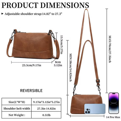 GAEKEAO Women’s Small Crossbody Bag Vegan Leather Shoulder Purse Adjustable Strap Compact Travel Handbag for Daily Use