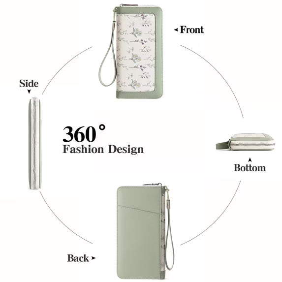 GAEKEAO Wristlet Wallets for Women RFID Blocking Large Capacity Clutch Wallet Vegan Leather Zip Around Ladies Long Purse